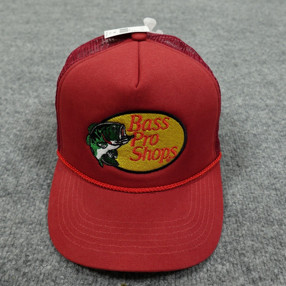 Bass Pro Shops Hat Cap Snap Back Mens One Size Red Trucker Mesh Adjustable Patch